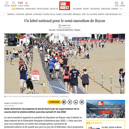 presse 6ème édition 2022 marathon royan côte de beauté