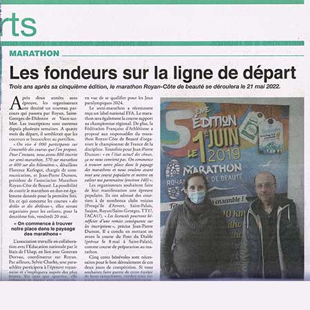 presse 6ème édition 2022 marathon royan côte de beauté