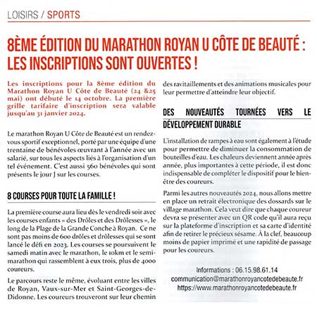 presse marathon royan édition 2023