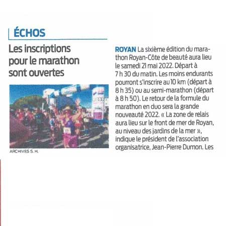 presse 6ème édition 2022 marathon royan côte de beauté