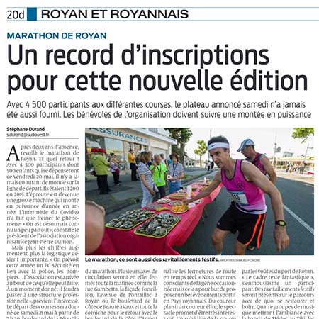 presse 6ème édition 2022 marathon royan côte de beauté