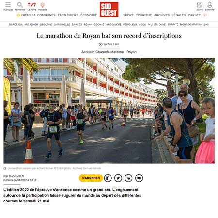 presse 6ème édition 2022 marathon royan côte de beauté